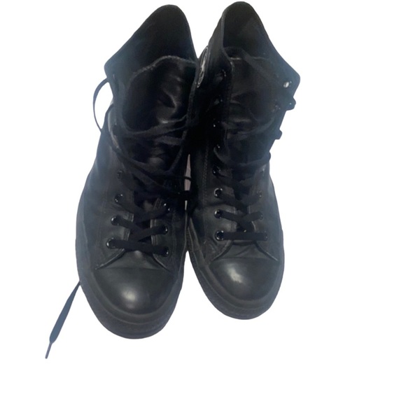 Converse Chuck Taylor All Star Leather Black Hi High Top Shoes Size 14 sneakers - Picture 5 of 6